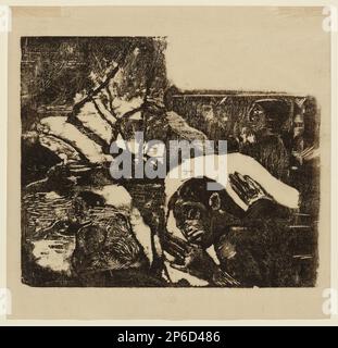 Paul Gauguin, Manao Tupapau (lei pensa al fantasma), aprile 1891–settembre 1893, legno tagliato in nero su carta giapponese. Foto Stock