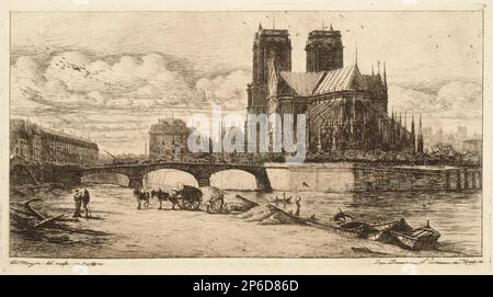 Charles Meryon, l'Abside de Notre Dame, Parigi, 1854, incisione su carta. Foto Stock