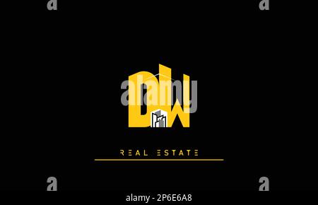 Real Estate lettere iniziali Monogramma logo DW , WD Illustrazione Vettoriale