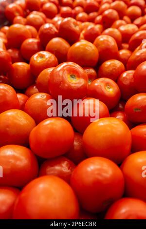 Mucchio grande di pomodori in un deposito Foto Stock