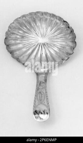 Maker's Mark TW, possibilmente Thomas Willmore, Caddy Spoon, 1796, argento. Foto Stock