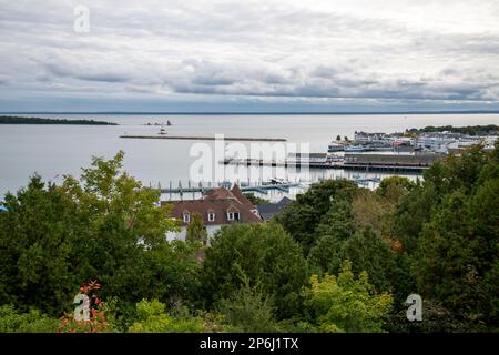 Isola di Mackinac, Michigan. Si affaccia sull'isola e sul lago Huron. Foto Stock