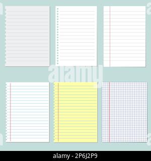 Set di diversi vettori di carta per notebook Illustrazione Vettoriale