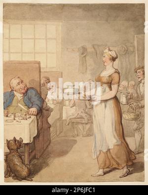 Thomas Rowlandson, Mutton Chops in Maiden Lane, c. 1798–1810, penna con inchiostro grigio e vermiglio e acquerello su tracce di matita su carta steso. Foto Stock