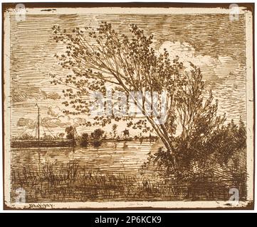 Charles-Francis Daubigny, Cluster of Alders (le Bouquet d'Aunes), 1862, stampato 1921, cliché-verre, stampa gelatina. Foto Stock