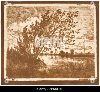 Charles-Francis Daubigny, Cluster of Alders (le Bouquet d'Aunes), 1862, stampato 1921, cliché-verre, stampa gelatina. Foto Stock