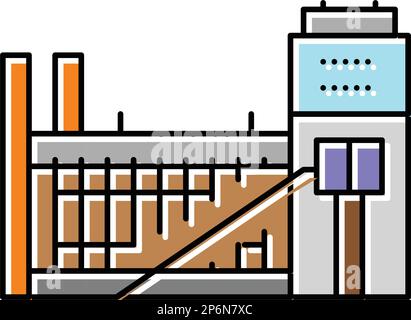 impianto di coking produzione acciaio colore icona figura vettoriale Illustrazione Vettoriale