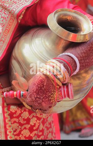 incredibile cultura e tradizione indiana, rituale del matrimonio indiano bengalese Foto Stock