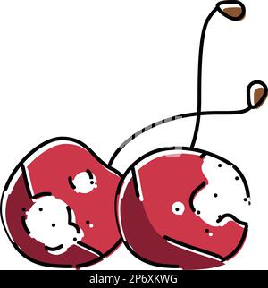 cherry marcio cibo colore icona vettore illustrazione Illustrazione Vettoriale