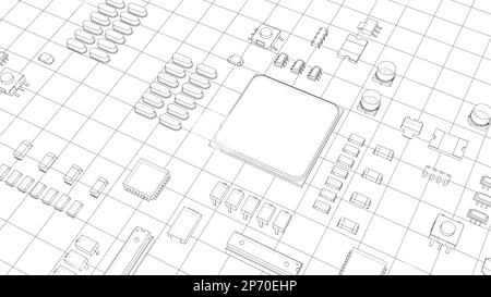 Circuito stampato elettrico, chip vari Foto Stock