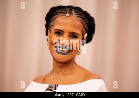 Berlino, Germania. 07th Mar, 2023. Amal Abbbass, imprenditore sociale, si trova alla cerimonia del Berlin Women's Award il giorno prima della Giornata internazionale della donna. Credit: Fabian Sommer/dpa/Alamy Live News Foto Stock