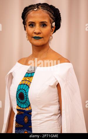 Berlino, Germania. 07th Mar, 2023. Amal Abbbass, imprenditore sociale, si trova alla cerimonia del Berlin Women's Award il giorno prima della Giornata internazionale della donna. Credit: Fabian Sommer/dpa/Alamy Live News Foto Stock