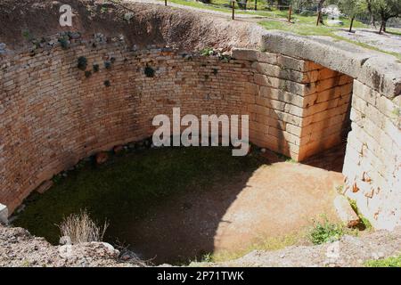 La tomba del Leone Tholos a Micene, Peloponneso Grecia Foto Stock