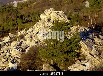 Un outcropping quarzite lungo il Tne Appalachian Trai vicino Leigh Furnace Pennsylvania Foto Stock