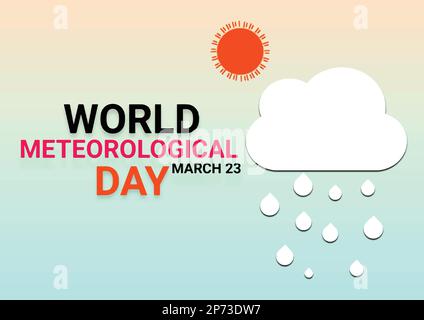 Giornata Meteorologica Mondiale. Marzo 23. Illustrazione vettoriale della Giornata Meteorologica Mondiale. Concetto di vacanza. Modello per sfondo, banner, scheda, poster Illustrazione Vettoriale