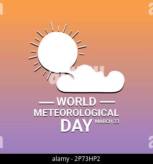 Giornata Meteorologica Mondiale. Marzo 23. Icona a forma di sole e nuvola. icona del design della forma. Sfondo sfumato. Poster, banner, scheda, sfondo. Vettore Illustrazione Vettoriale