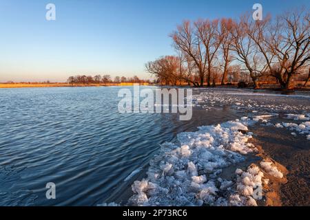 La foce del fiume Pasłęka alla Laguna di Vistola, Polonia Foto Stock