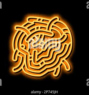 illustrazione dell'icona del bagliore al neon per gli spinaci di pasta Illustrazione Vettoriale