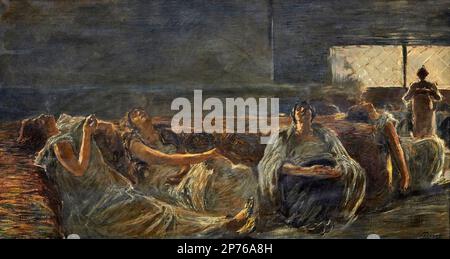 Haschisch, le fumatrici di oppio - olio su tela - Gaetano Previati - 1887 - Piacenza, Galleria Ricci Oddi Foto Stock