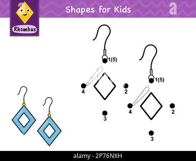 Gioco da punto a punto per i bambini. Collegare i punti e disegnare gli orecchini Illustrazione Vettoriale