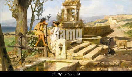 Siemiradzki Henryk Ippolitowicz - Rozmowa przy źródle - Szkoła polska - - Siemiradzki Henryk Ippolitovich - conversazione della primavera - Scuola di Polonia - Foto Stock