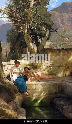 Siemiradzki Henryk Ippolitowicz - U Źródła - Bukoliczny romana - Polska Szkoła - Siemiradzki Henryk Ippolitovich - in primavera - bucolico romano - Scuola polacca - Foto Stock