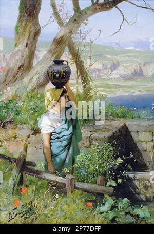 Siemiradzki Henryk Ippolitowicz - przy i Wiosnie - Szkoła Polska - - Siemiradzki Henryk Ippolitovich - dalla primavera 1 - Scuola di Polonia - Foto Stock