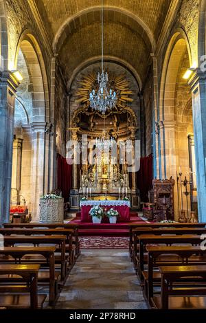 Interno della Chiesa di Santiago Apostolo di Padron, la Coruna, Galizia, Spagna in Europa. Iglesia de Santiago Apostol de Padron Foto Stock