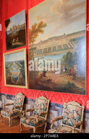 Pittura dei castelli di re Luigi XIV, Chateau de Versailles, dipartimento Yvelines, regione Ile-de-France, Francia Foto Stock