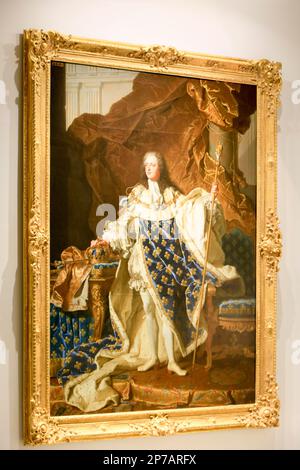 Pittura monumentale di re Luigi XIV, Chateau de Versailles, Dipartimento degli Yvelines, Regione Ile-de-France, Francia Foto Stock