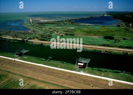 Comacchio, Italia - luglio 2014: Veduta aerea del delta del po Foto Stock