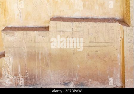 Egitto, Saqqara, tomba di Horemheb, parte settentrionale della parete orientale del cortile interno, casa di Horemheb. Foto Stock