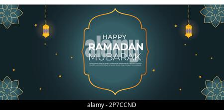 Modello orizzontale di banner Ramadan Kareem Illustrazione di sfondo Illustrazione Vettoriale