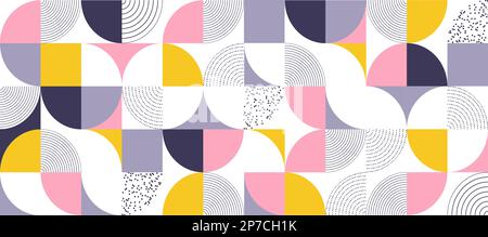 Astratto sfondo geometrico moderno da forme geometriche semplici, cerchi, cerchi. Illustrazione Vettoriale