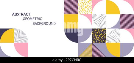 Astratto sfondo geometrico moderno da forme geometriche semplici, cerchi, cerchi. Illustrazione Vettoriale