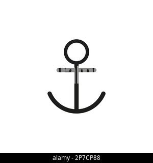 Ancora vettore icona logo barca simbolo pirata timone nautico semplice illustrazione grafica doodle design Illustrazione Vettoriale