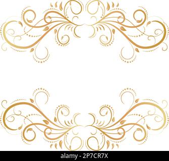 Cornice lussuosa decorata con fiori e foglie, sfondo squisito. Stile Vittoriano. Pennello calligrafico, linee reali. Inviti, carte, greetina Illustrazione Vettoriale