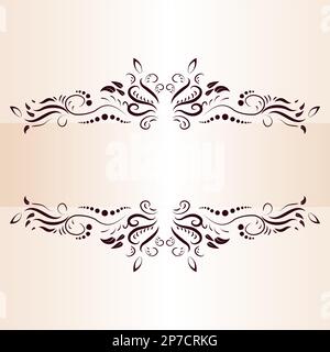 Cornice lussuosa decorata con fiori e foglie, sfondo squisito. Stile Vittoriano. Pennello calligrafico, linee reali. Inviti, carte, greetina Illustrazione Vettoriale