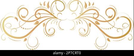 Cornice lussuosa decorata con fiori e foglie, sfondo squisito. Stile Vittoriano. Pennello calligrafico, linee reali. Inviti, carte, greetina Illustrazione Vettoriale