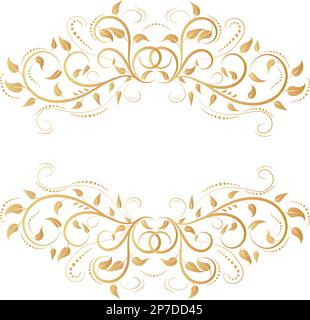 Cornice lussuosa decorata con fiori e foglie, sfondo squisito. Stile Vittoriano. Pennello calligrafico, linee reali. Inviti, carte, greetina Illustrazione Vettoriale