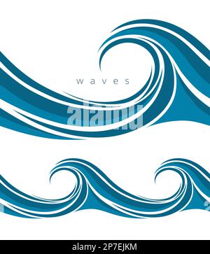 Onde blu astratte su sfondo bianco Illustrazione Vettoriale