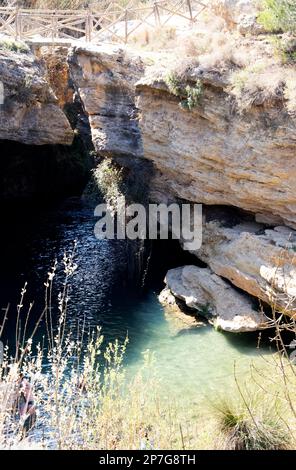 Il suggestivo paesaggio che forma la cascata del Salto del Utro, Murcia, Spagna Foto Stock