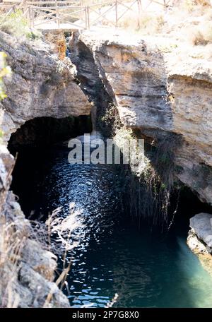 Il suggestivo paesaggio che forma la cascata del Salto del Utro, Murcia, Spagna Foto Stock