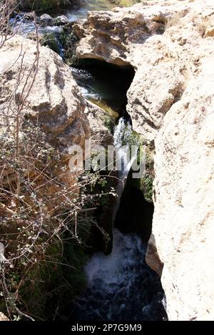 Il suggestivo paesaggio che forma la cascata del Salto del Utro, Murcia, Spagna Foto Stock