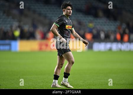 Twickenham . Regno Unito. 04 marzo 2023. Gallagher Premiership Rugby. Grande gioco 14. Capi Harlequins V Exeter. Stadio di Twickenham. Twickenham . Marcus Smith (Harlequins) durante la partita di rugby Harlequins V Exeter Chiefs Gallagher Premiership. Foto Stock