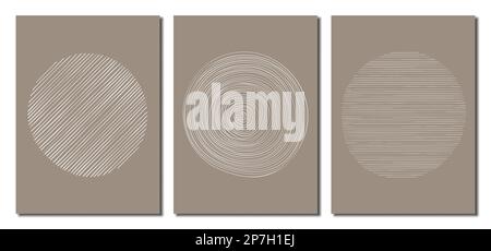 modelli di schede o poster con elementi circolari astratti disegnati a mano, illustrazione vettoriale Illustrazione Vettoriale