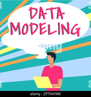 Visualizzazione dei segnali Data Modeling. Processo di Business idea per il trasferimento di dati tra sistemi di archiviazione dati Foto Stock