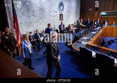 Washington, Stato di Vereinigte. 08th Mar, 2023. Il direttore, William J. Burns, Central Intelligence Agency, arriva per una Commissione del Senato sull'audizione di intelligence per esaminare le minacce a livello mondiale, nell'edificio dell'ufficio del Senato Hart a Washington, DC, mercoledì 8 marzo 2023. Credit: Rod Lammey/CNP/dpa/Alamy Live News Foto Stock