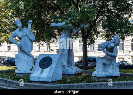 Vienna, Austria - 18 ottobre 2022: Statua di Antonio Vivaldi nel Parco Votiv, Innere Stadt, Vienna, Austria Foto Stock