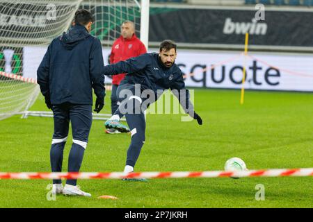 Il Berkay Ozcan di Basaksehir è stato raffigurato in azione durante una sessione di allenamento della squadra di calcio turca Istanbul Basaksehir FK mercoledì 08 marzo 2023 a Gent. La squadra si prepara alla partita di domani contro il belga KAA Gent, la prima tappa del round 16 del concorso UEFA Europa Conference League. BELGA FOTO KURT DESPLENTER Foto Stock